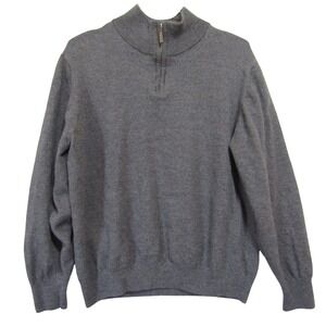 Kenneth Roberts‎ Platinum Sweater Mens Gray Good 100% Wool Quarter Zip Pullover